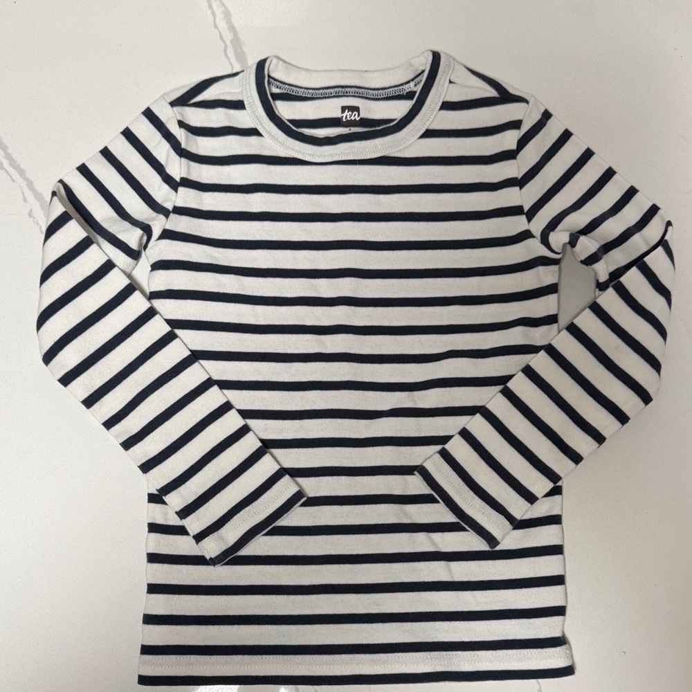 Kids Striped Navy and White Long Sleeve Shirt